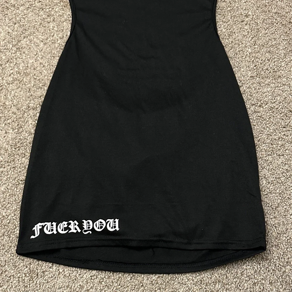 Chrome Hearts Black Long Sleeve Dress with White Graphics - Picture 2 of 4